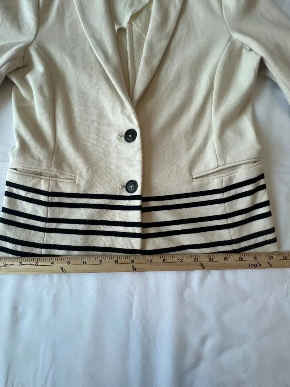 J Crew Academy Schoolboy Blazer Cream Navy Stripe Size S Jacket Nautical Preppy